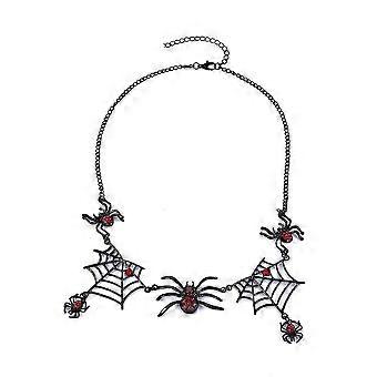 Crystal Spider Web Necklace - Halloween Tarantula Jewelry