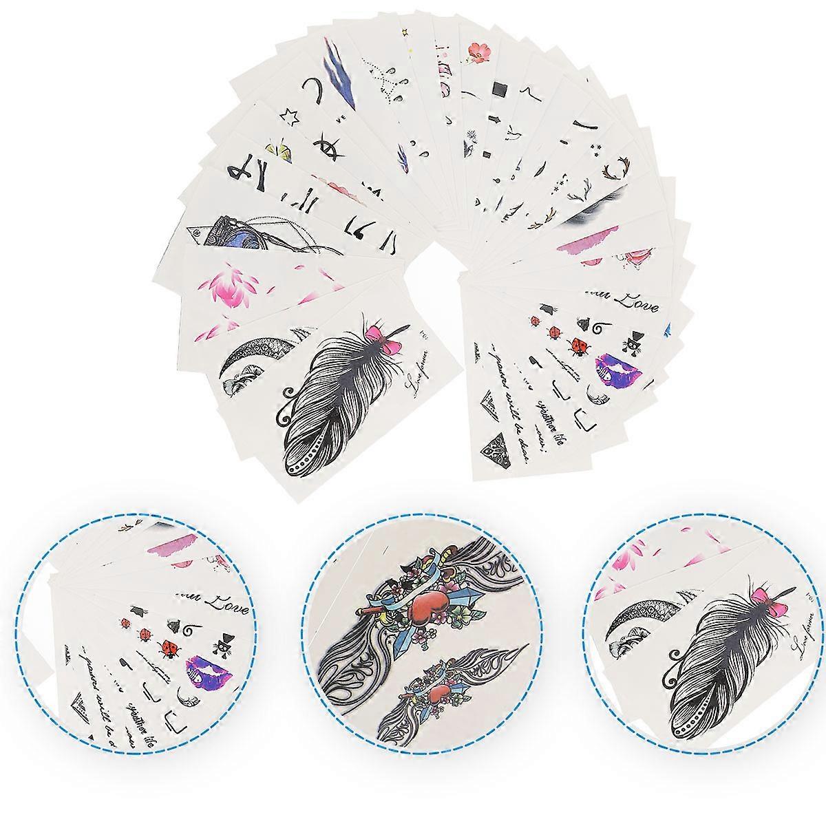 30 Sheets Temporary Tattoos Stickers Realistic Various Patterns Stickers
