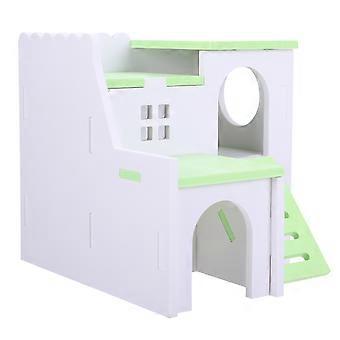Hamsterhaus aus Holz für Haustiere mit selbstgebautem Versteckspielzeug