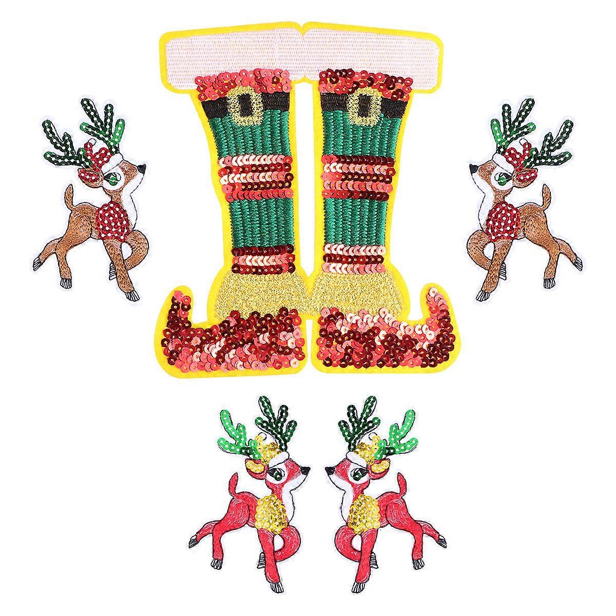 Decorative Christmas Patch Deer Shoes for Decor 10Pcs Pack