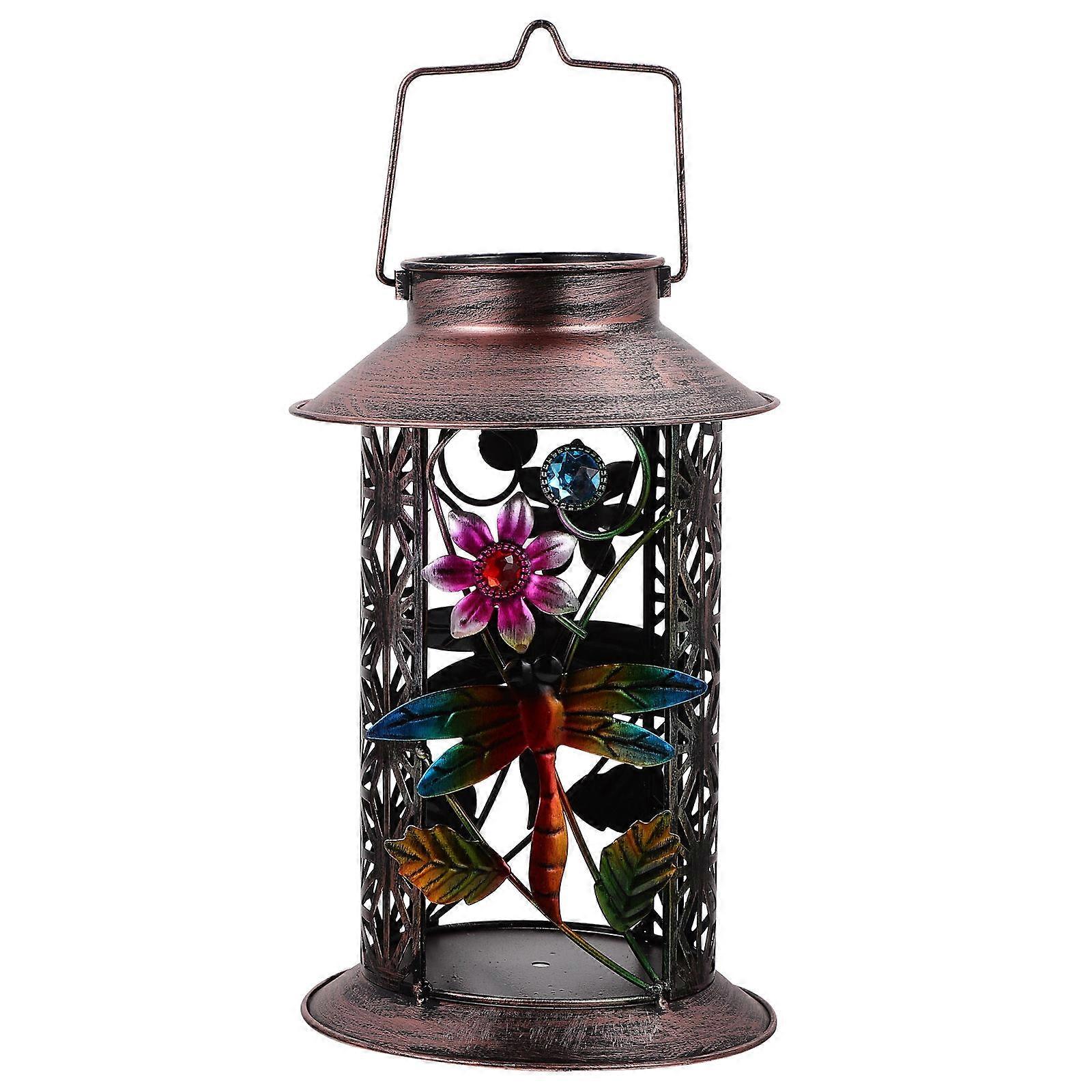 Solar-Powered 1Pcs Dragonfly Pattern Lantern Hanging Light for Garden Decor