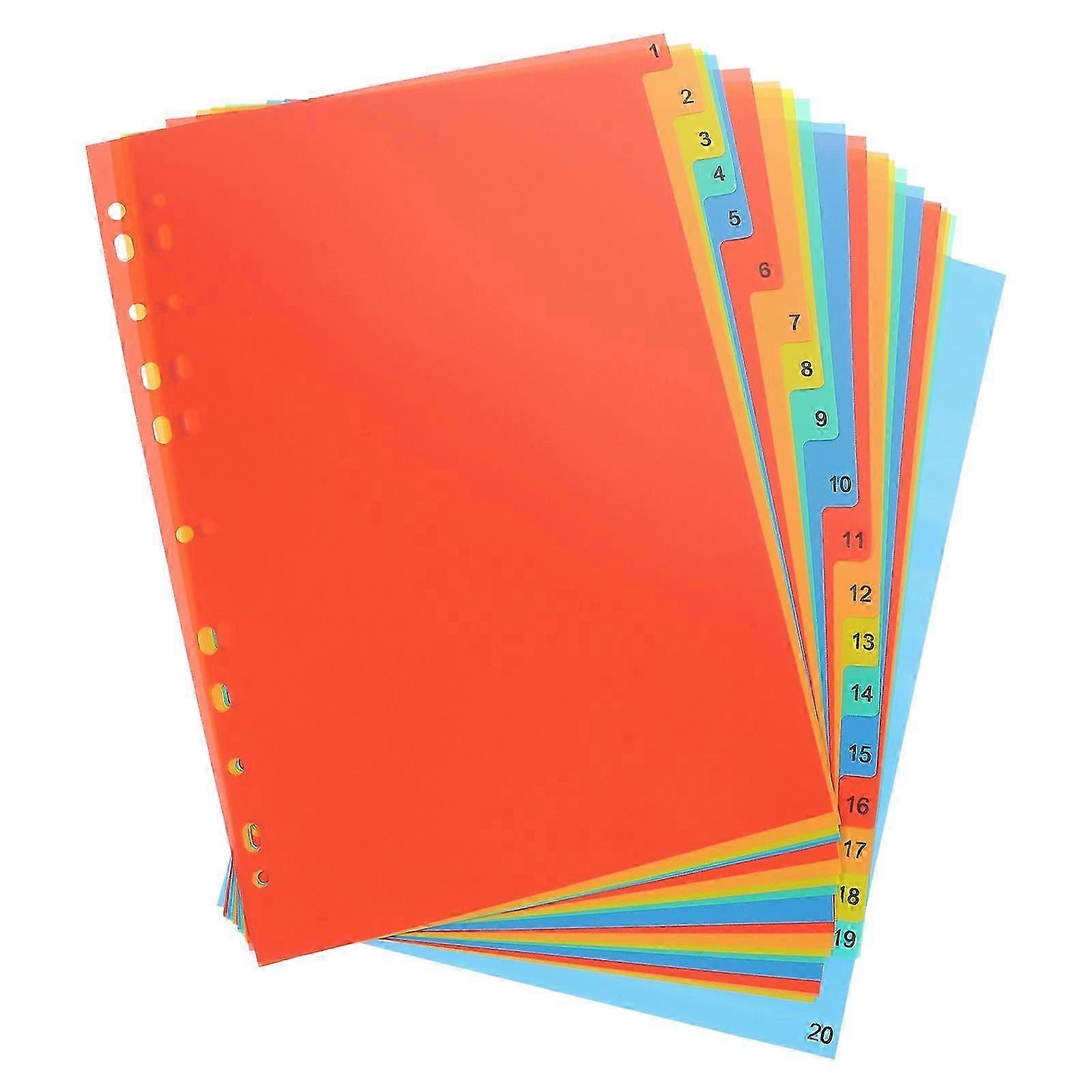 File Separators For Study Work Binder Paper Separators Multi-Color Rectangular 20 Sheets