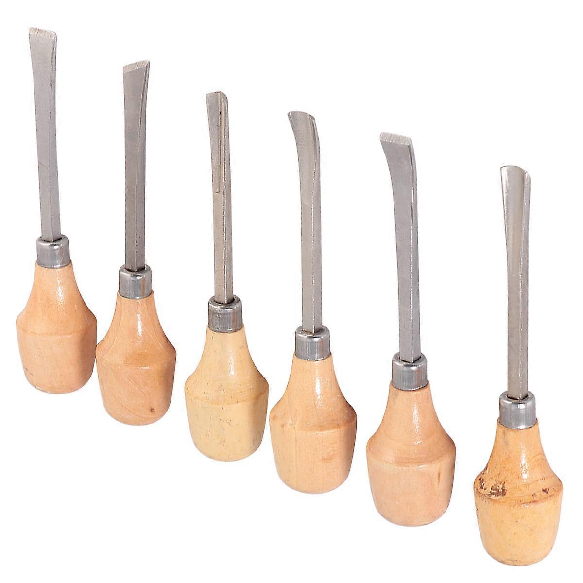 1 Set 6pcs Wooden Carving Chisel Set Professional Carving Tools Gouges Chisels for Beginners Hobbyists (Mixed Style)