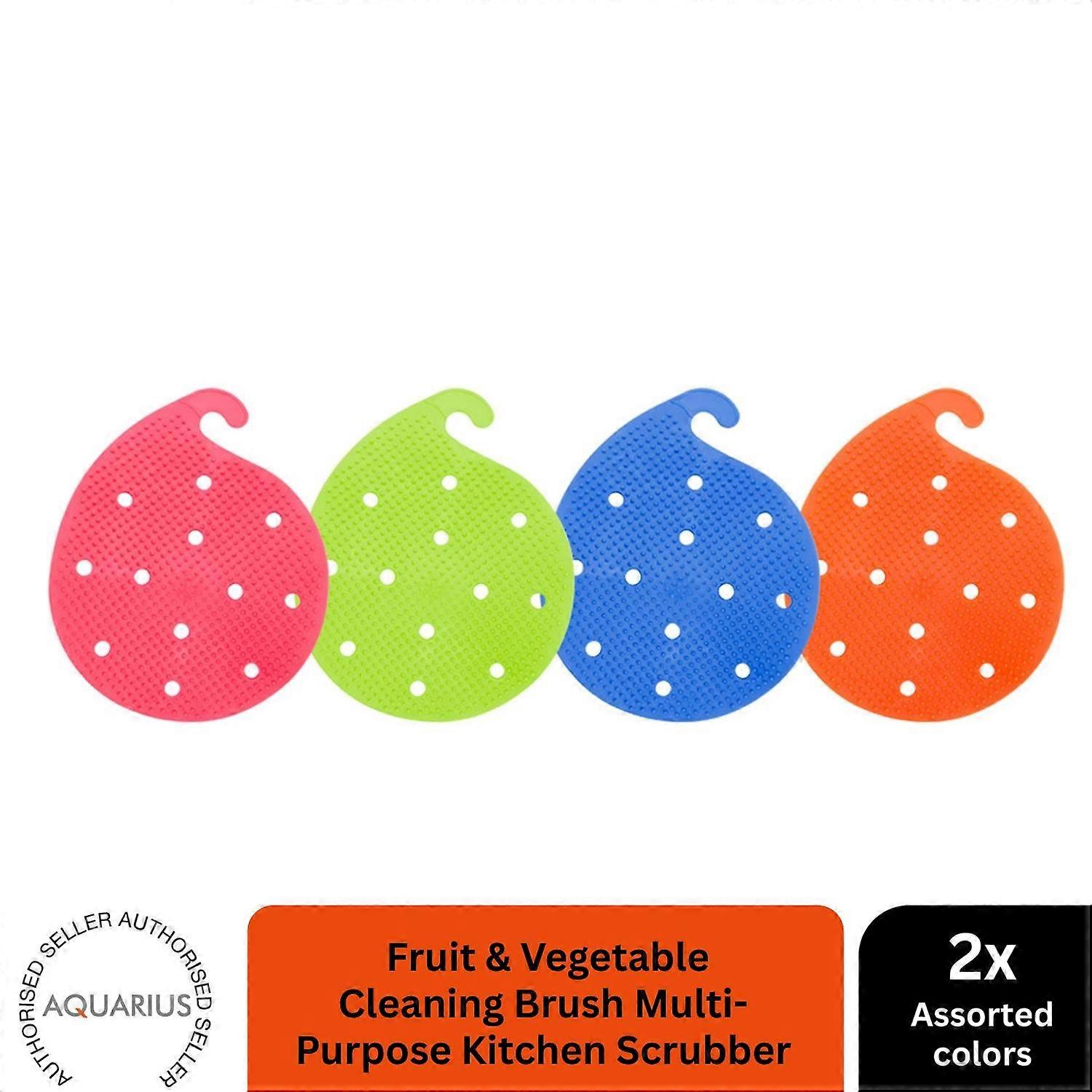 2x Multi-functional Fruit Vegetable Brush - Assorted colours