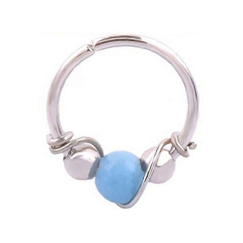 Opal Nose ring piercing ring - light blue tiny nose hoop opalsilver