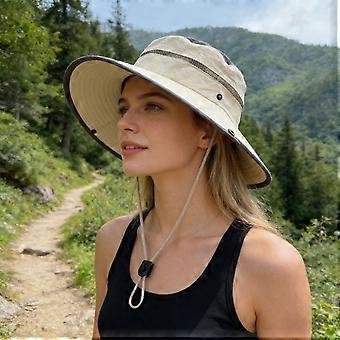 Sonnenhut, breite Krempe, UV-Schutz, winddichte Fischerkappe mit Schal für Strand, Radfahren, Reisen, Wandern, Camping, Freizeitaktivitäten im Freien im Frühling und Sommer