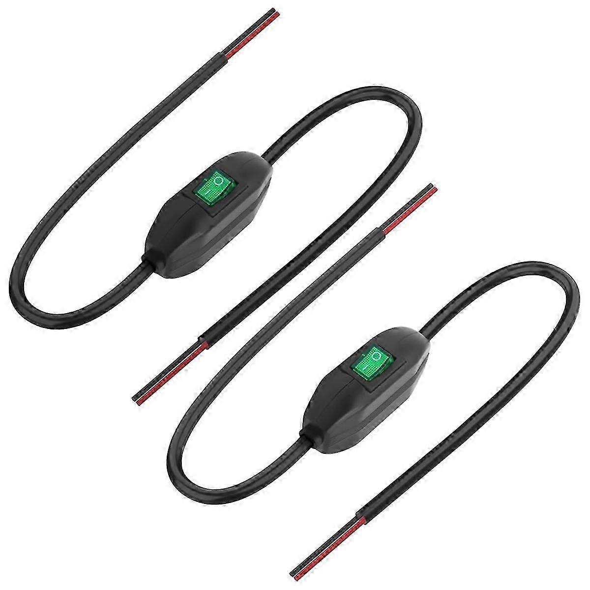 Inline On/Off Toggle Switch 12V 24V/3A Green LED with Prewire on Both Ends