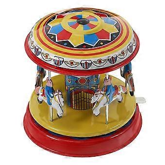1pc Tin Retro Toy Merry-Go-Round Iron Clockwork Toy  Toy Personality Theme Shop Decoration for Home Decor XI