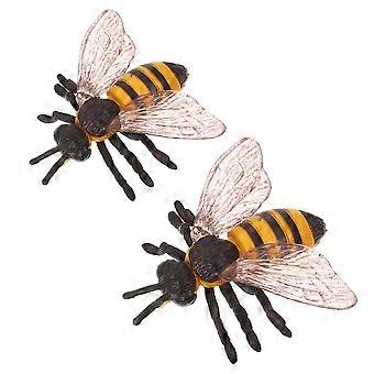 2pcs Bee Figurines: Honeybee Insect Toy Figures Action Model For Science Project Cake Topper Early Educational Toys For Toddlers Kids Birthday