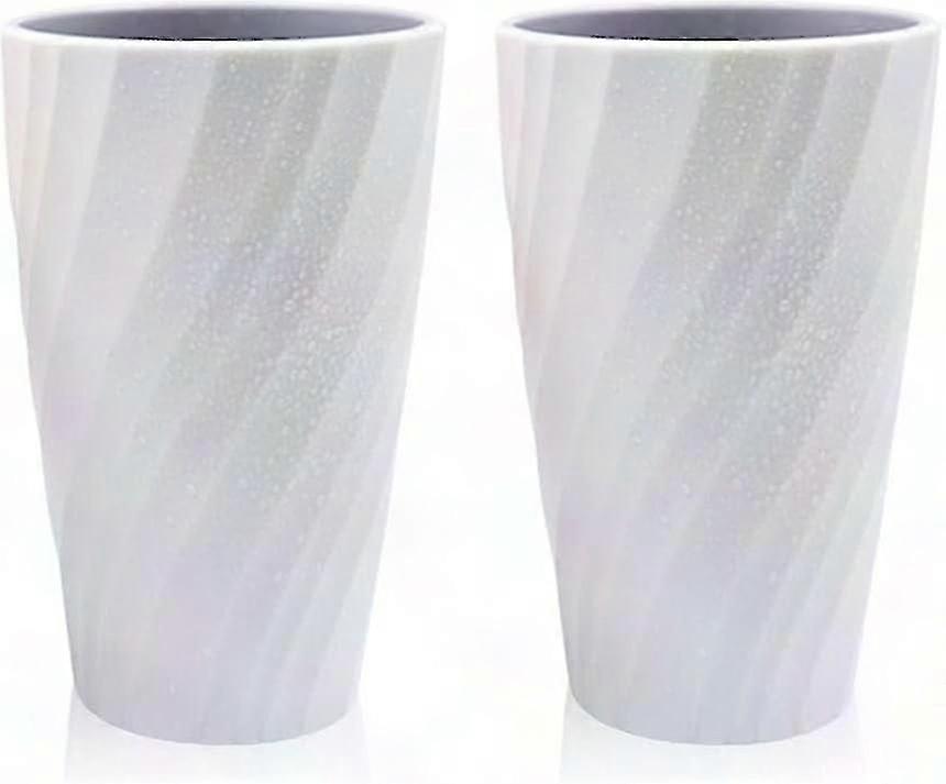 2 Unbreakable Bathroom Cups, Soft Durable Toothbrush Holder Set (White)
