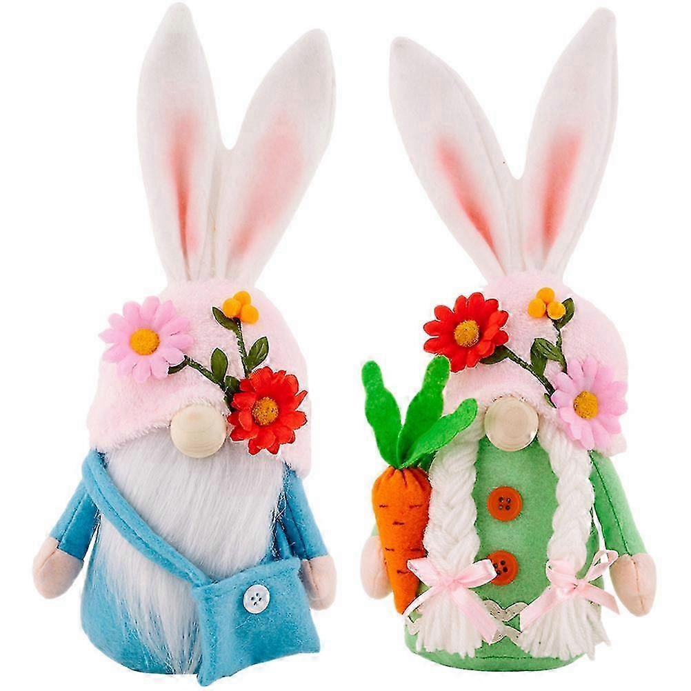 2Pcs Easter Bunny Gnomes Easter Dwarf Bunny Decors Adorable Bunny Gnomes Easter Rabbit Decors