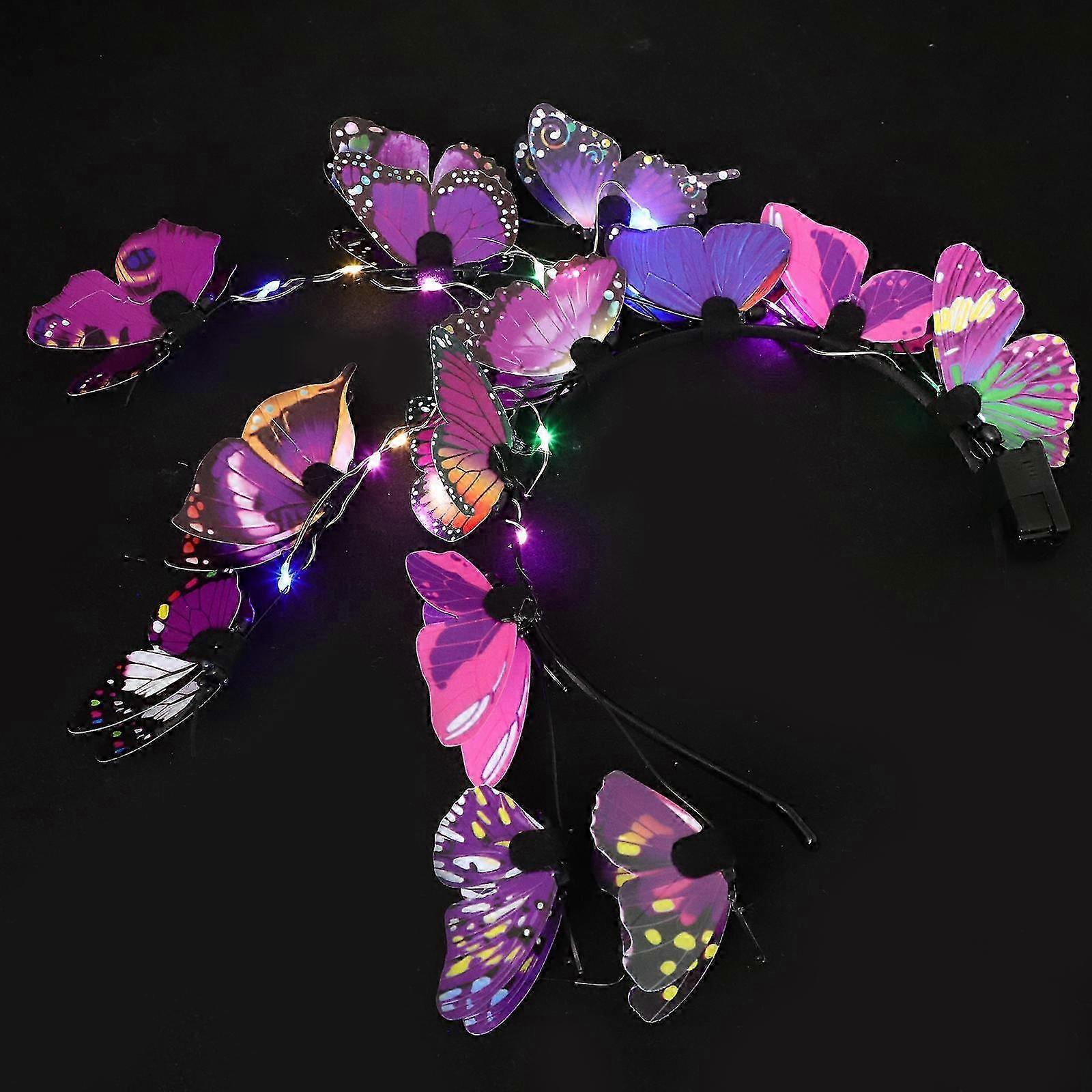 Glow Butterfly Headband compatible with Party Use Comcompatible withtable