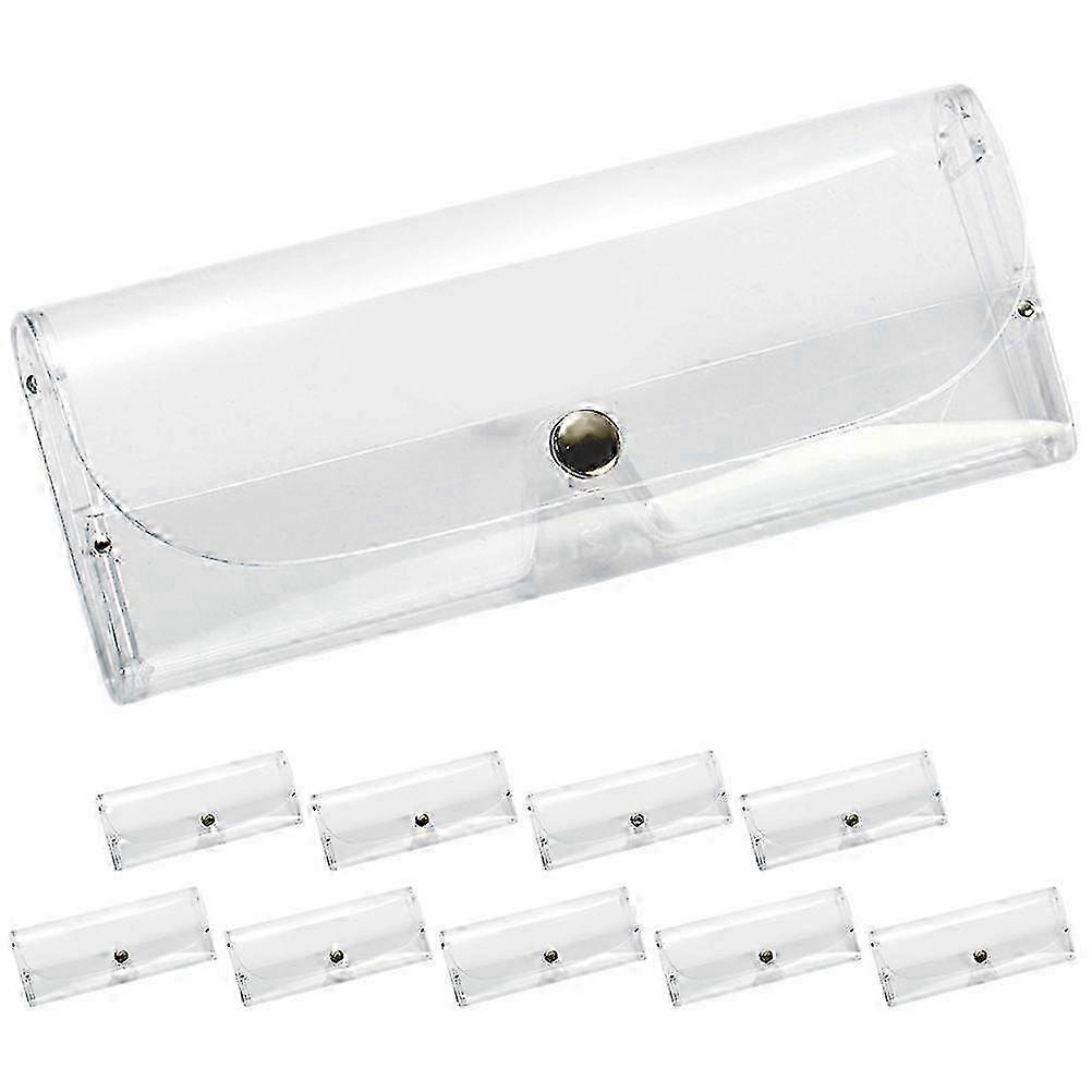 10 Pack Clear Plastic Eyewear Cases with Protective Cover and Button