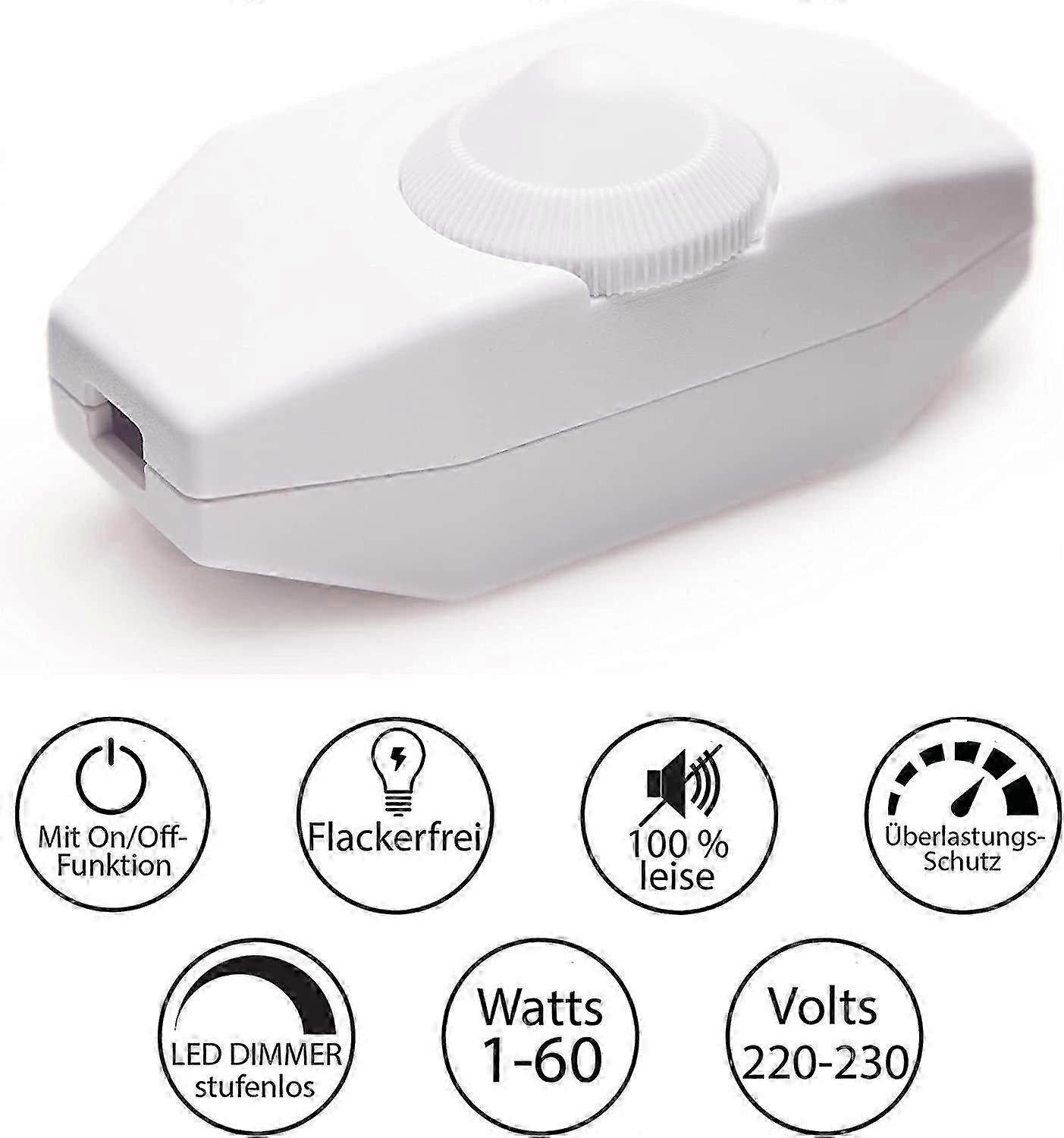 Light dimmer, rotary switch with white 220-230V cable, push button for dimmable LED
