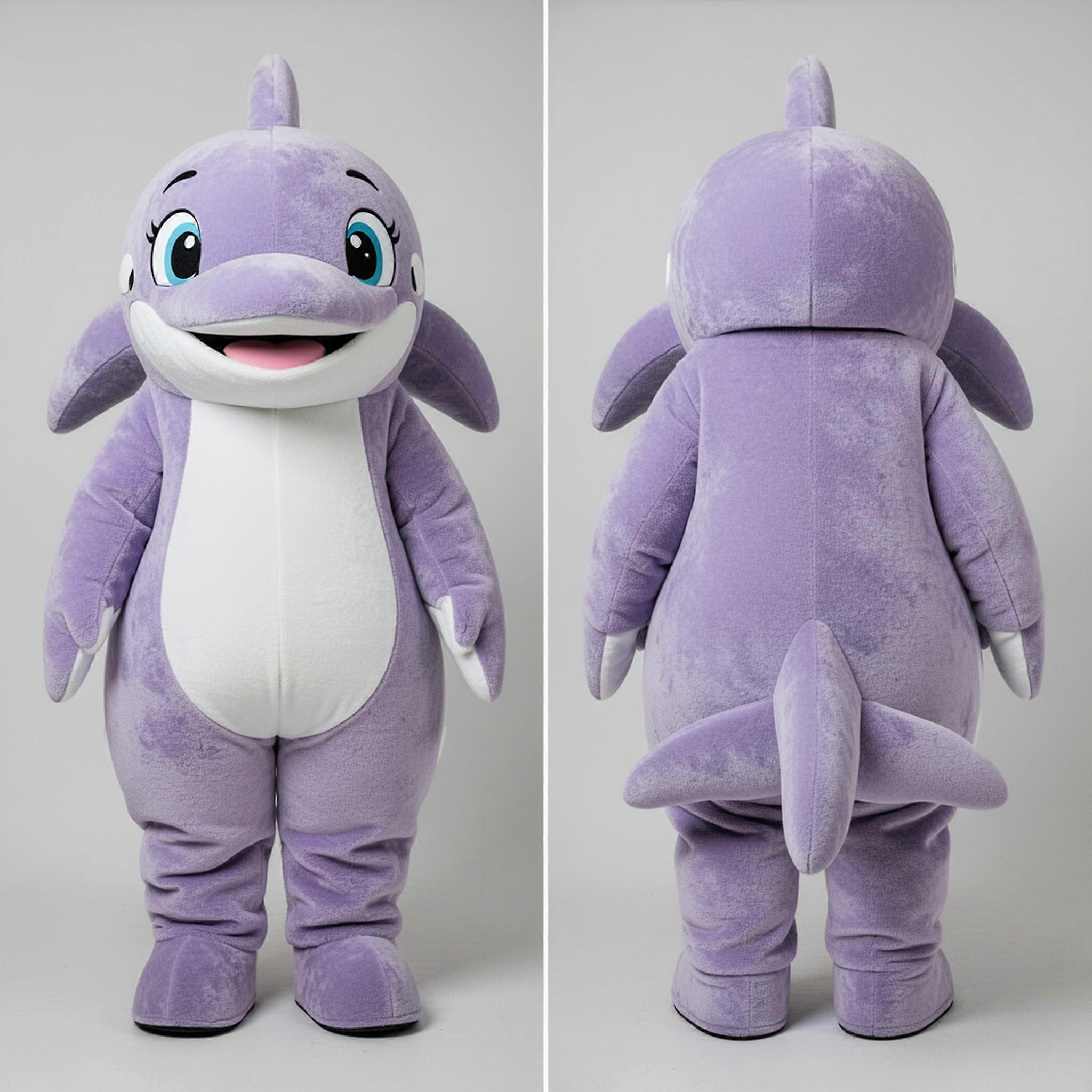 MASTICOT Lavender Cartoon Killer Whale Mascot