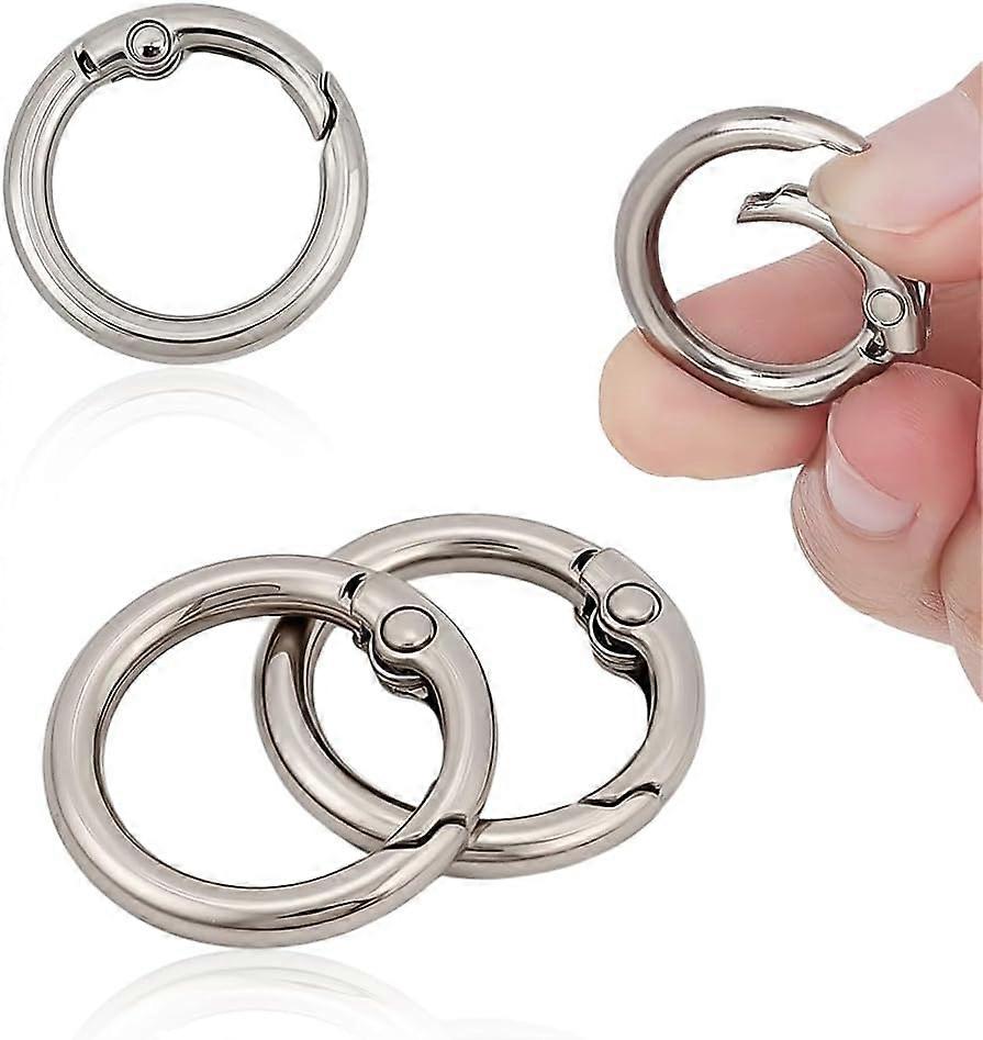 32Pcs Alloy Spring Gate Rings Round Ring Platinum 25mm