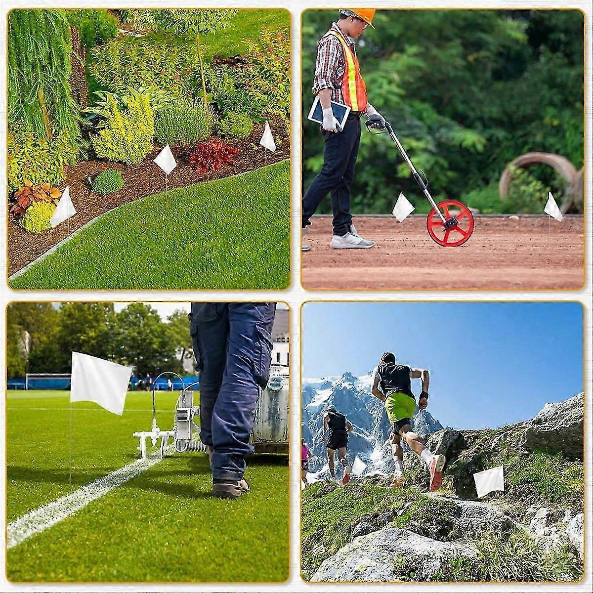 Marking Flags Marker Flags for Lawn 30 Pack, PVC Small Flags, White