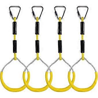 Kids Multifunctional Climbing Rings, Plastic Swing Rings, Maximum Load 160kg, Yellow Garden Obstacle Rings