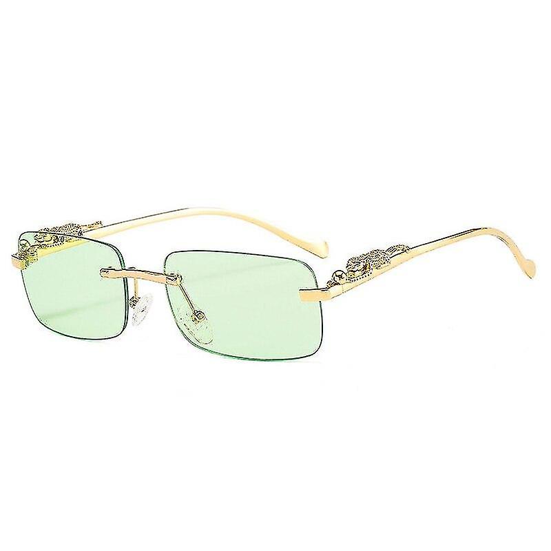 Retro Cheetah- Clear Ocean Lens, Rimless Rectangle, Sunglasses Eyewear