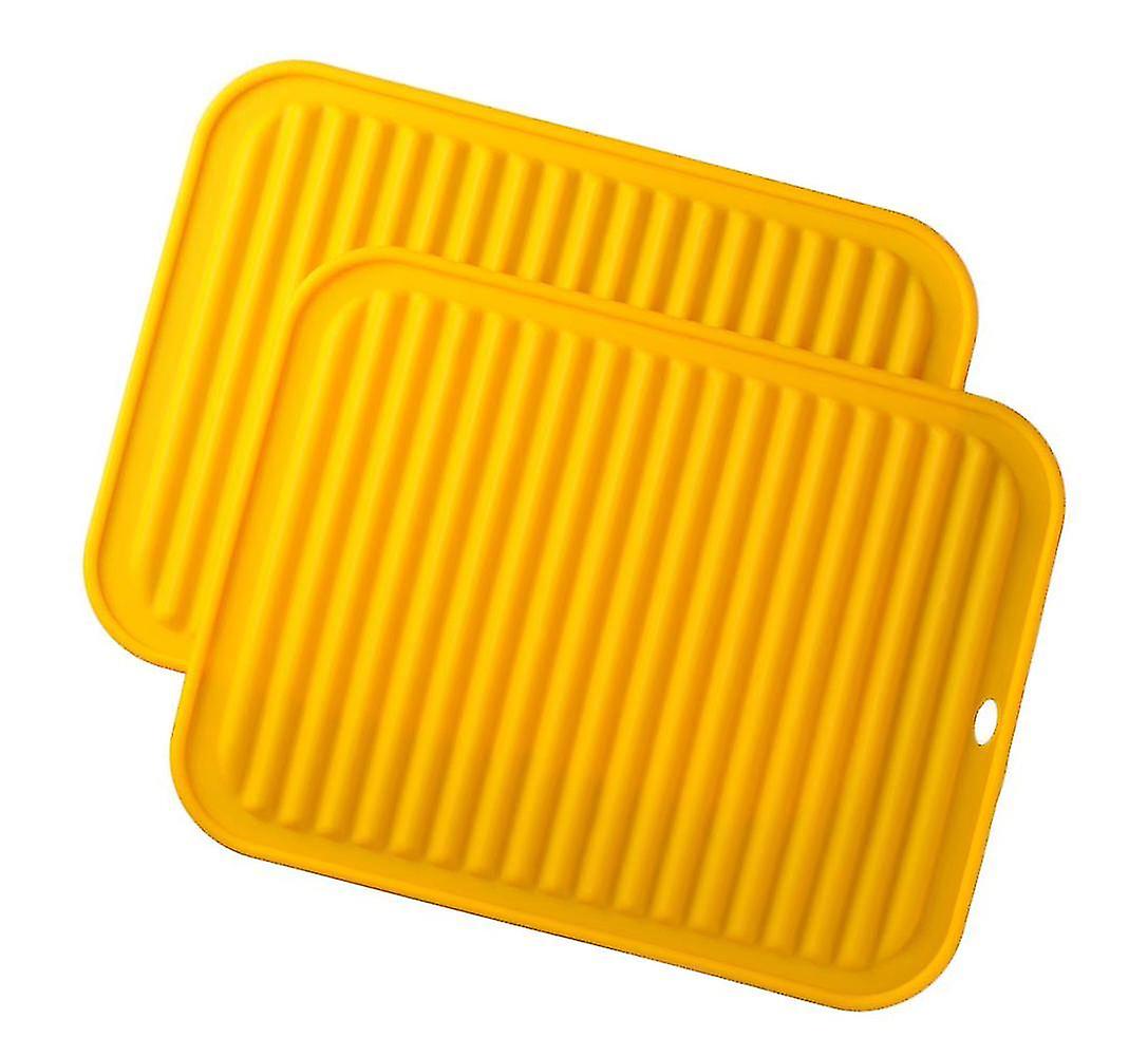 Silicone Trivets Mat Set Place Mat, Hot Pads, Kitchen Table Mat - Waterproof, (set Of 2yellow)