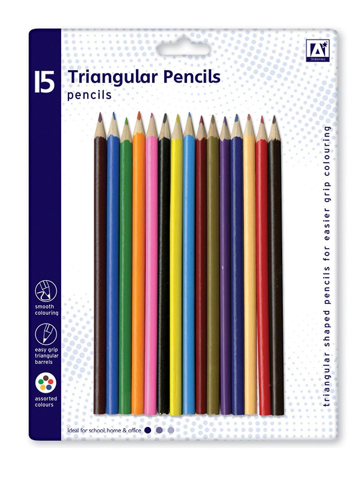 Pack 15 Assorted Colour Triangular Colouring Pencils