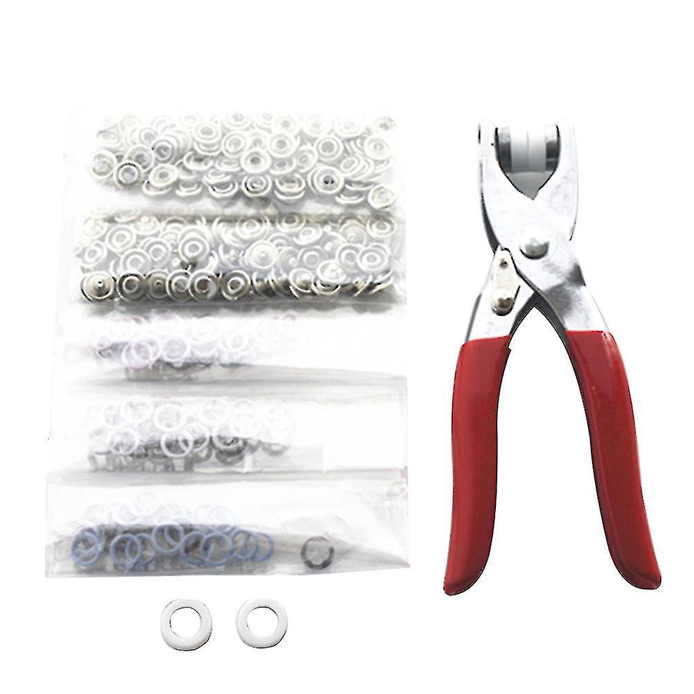 200 Pcs Snap Fasteners Tool Kit 9.5mm Metal Grommet Kit Press Studs Snap Buttons Rings With Plier An