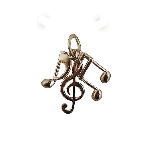 9ct Gold 12x5mm Musical Notes Pendant or Charm