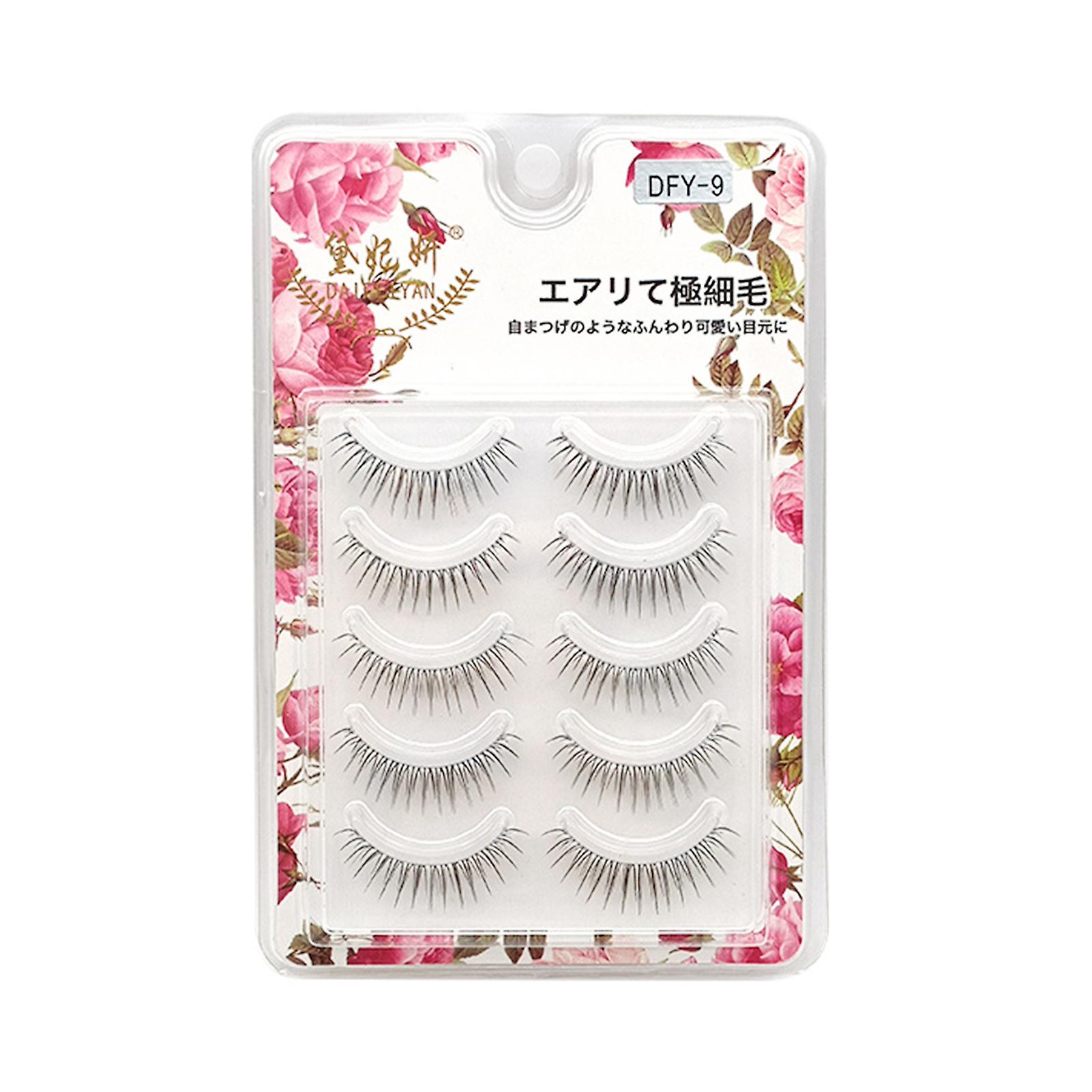 5 Pairs Slim Wispy Eyelashes Reusable Long-lasting False Eyelashes