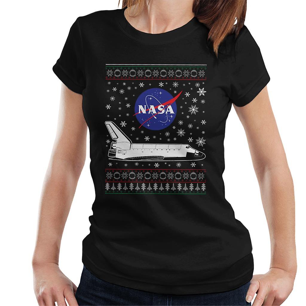 NASA Logo And Shuttle Christmas Knit Pattern Women's T-Shirt