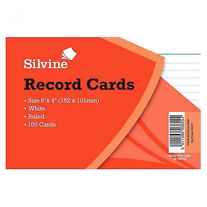 Silvine Medium Record Cards Pencil Feint 100 Sheets