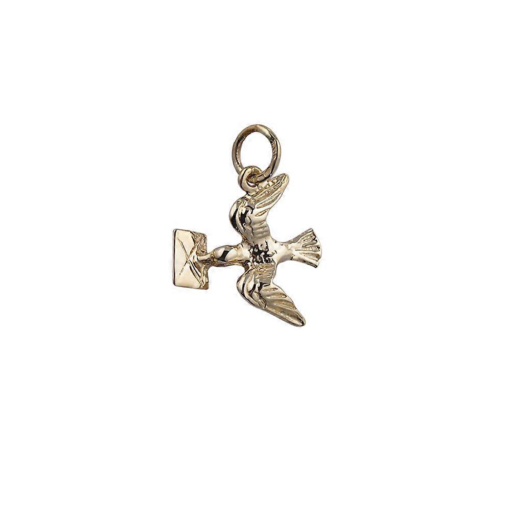 9ct Gold 16x15mm solid Mail Pigeon Pendant or Charm