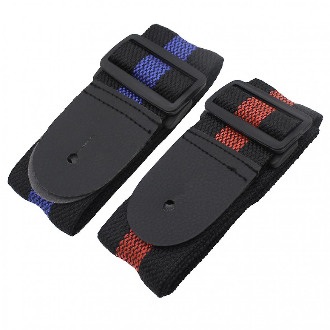Blue And Red Adjustable Soft Nylon Strap With Leather End For Guitar Lovers