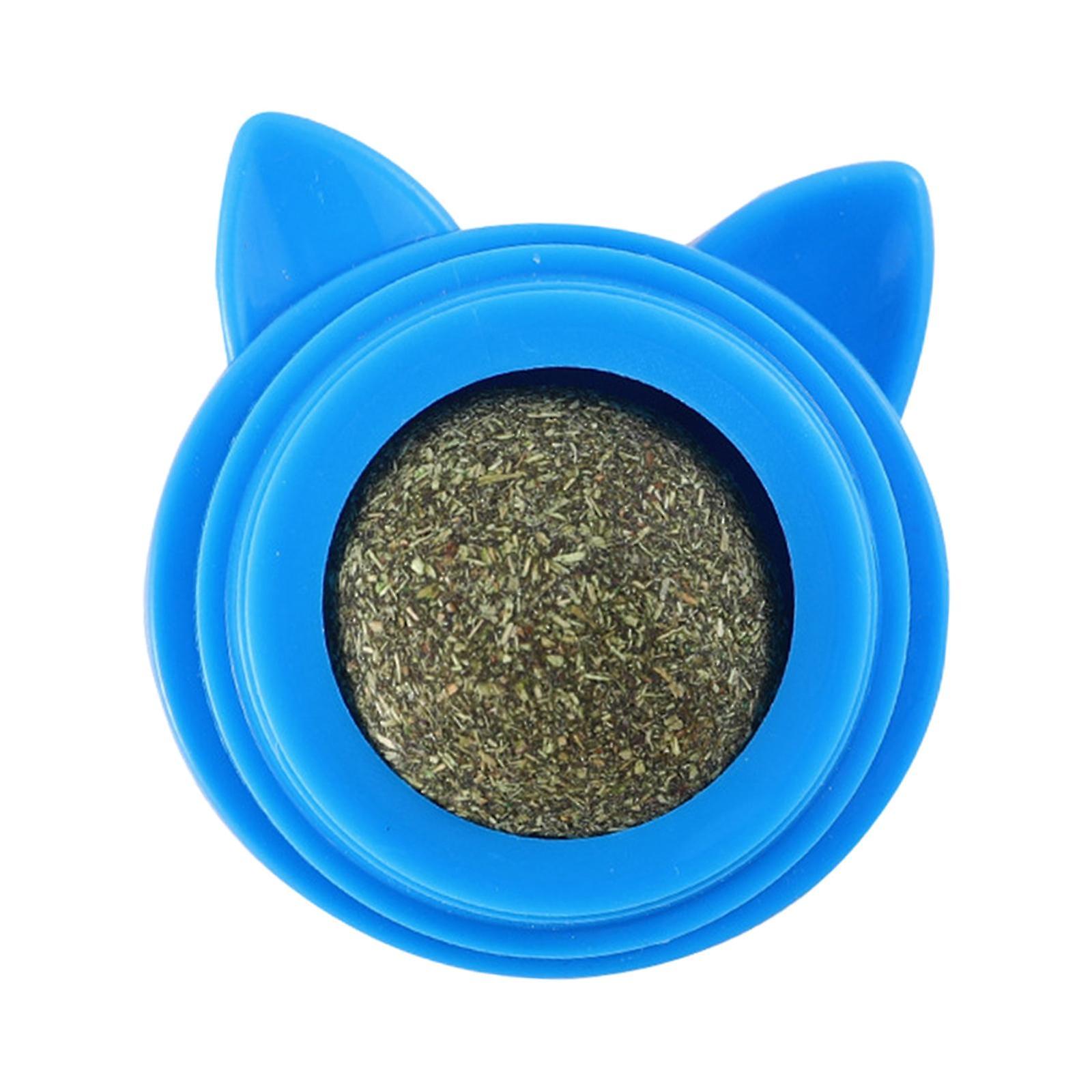 Cat Catnip Lick Ball Adhesive Cleaning 360 Drehbarer Ball Katzen blau