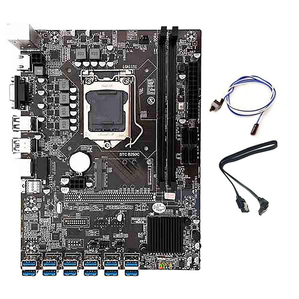 B250c Btc Mining Motherboard 12 Usb3.0 To Pcie+switch Cable+sata Cable Lga1151 Ddr4 Ram Sata3.0+msa