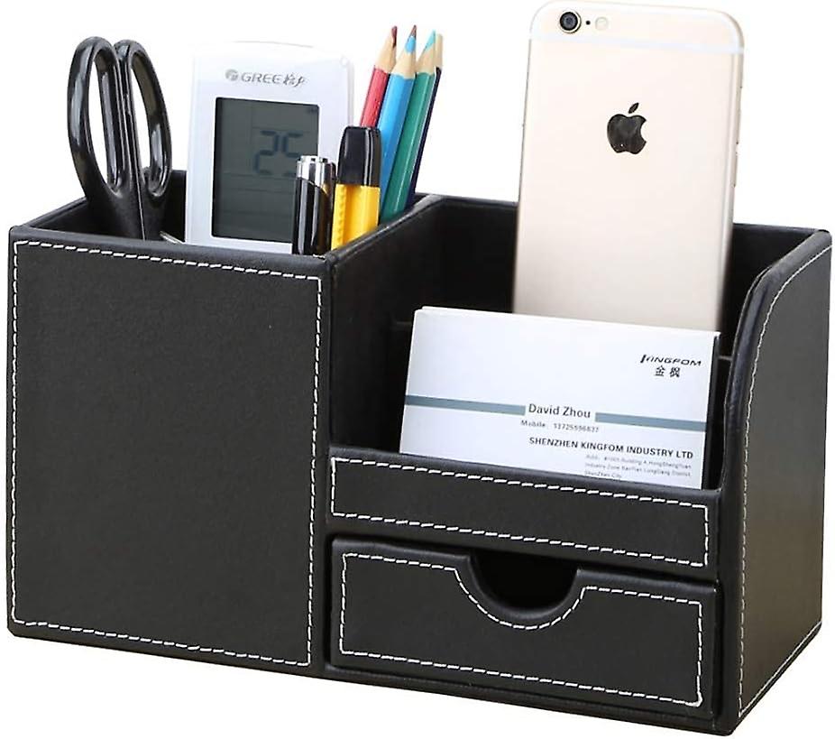 4 Multi-functional Compartments Desktop Organizer (Black)