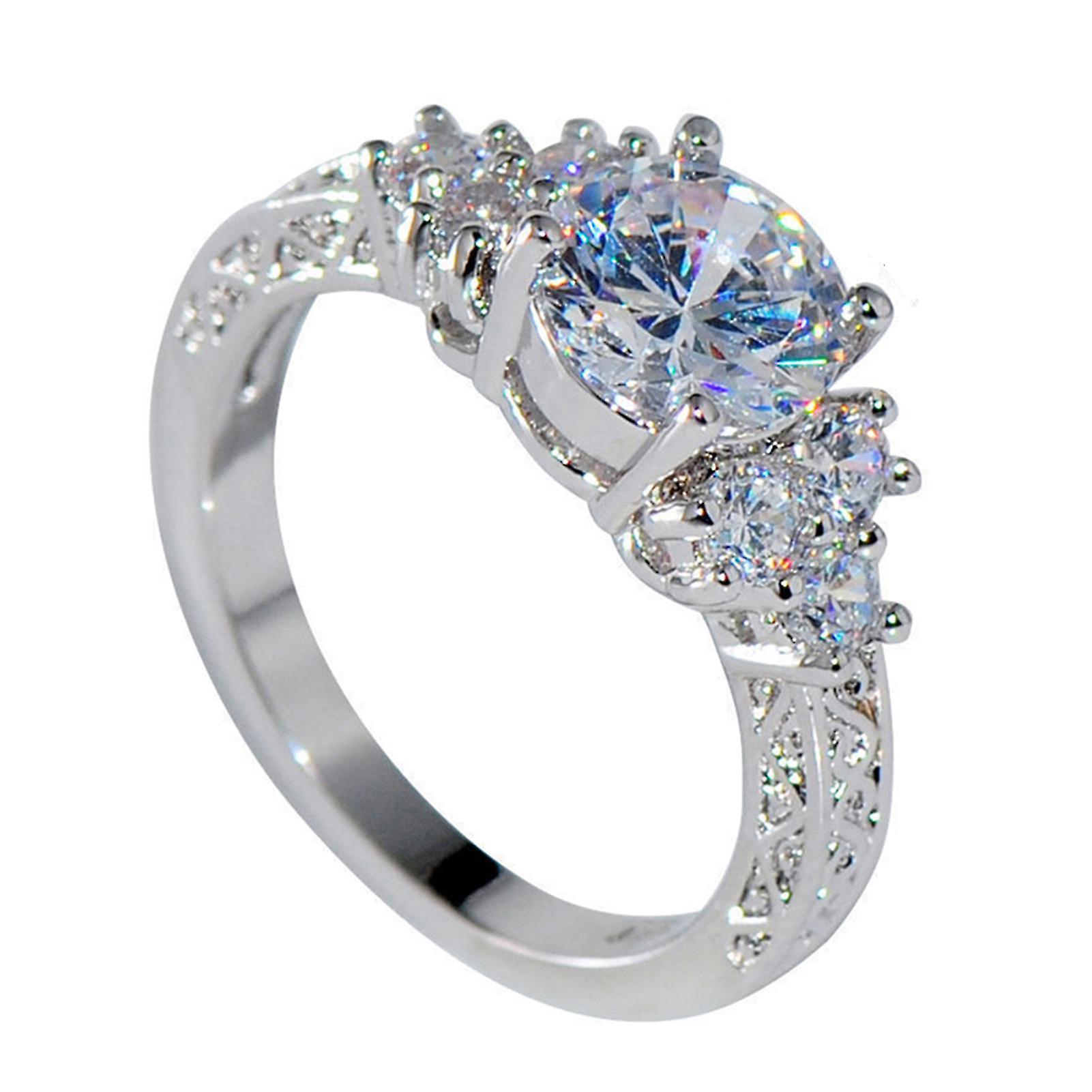 Luxury Cubic Zirconia Inlaid Women Engagement Wedding Party Ring Jewelry Gift