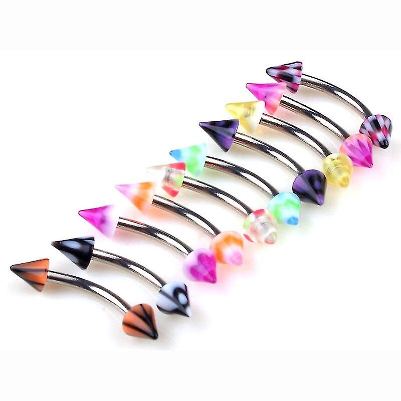 30個/ロット混合樹脂ステンレススチールバーベル湾曲した舌鼻眉毛リングヒップホップバーシックボディピアスジュエリー