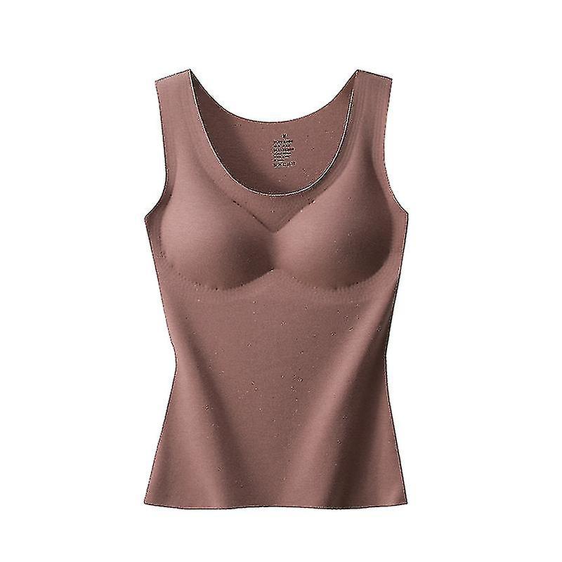Womens Sleeveless Thermal Underwear With Built In Bra Winter Warm Base Layer Tops