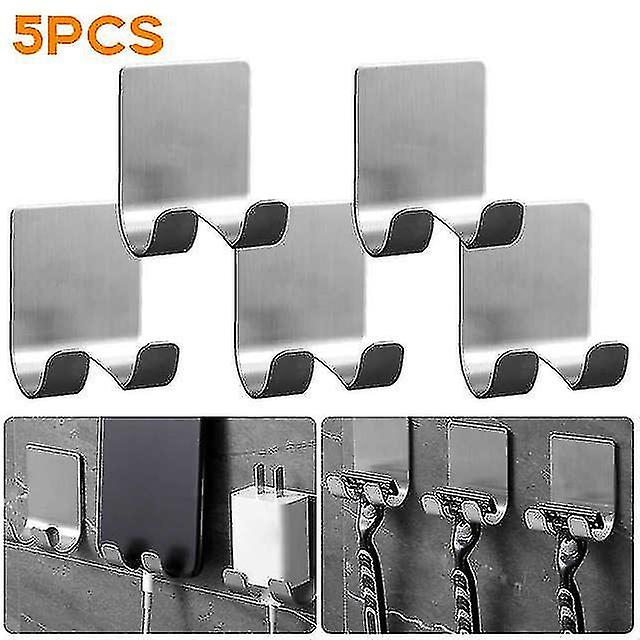 5pcs Punch Free Razor Holder Wall Hook Men Shaving Shaver Shelf Bathroom Hooks Razor Hanger Kitchen