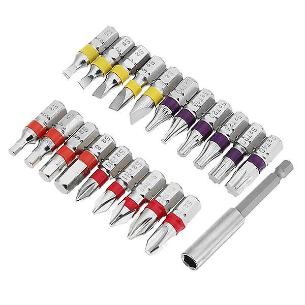 20Pcs Torx Phillips Hex Slotted Screwdriver Bits With Extension Rod