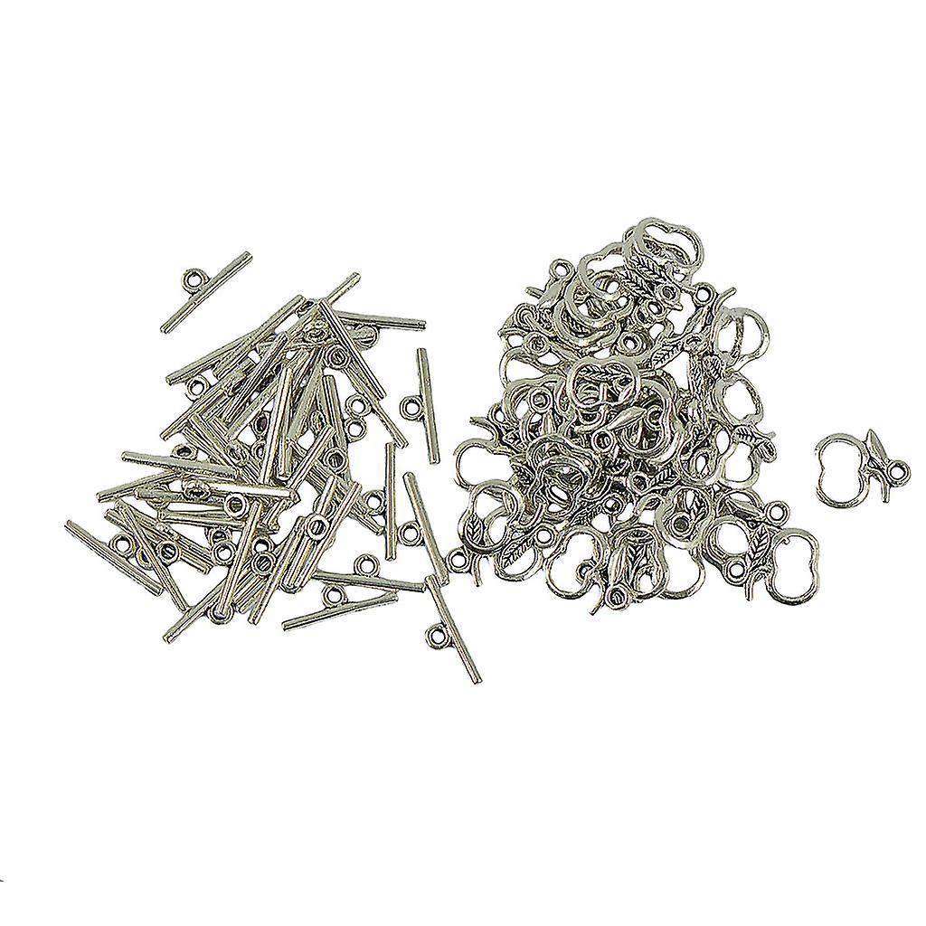 50 Sets Apple Leaf "OT" Toggle Clasps Charms Jewelry Making Findings DIY
