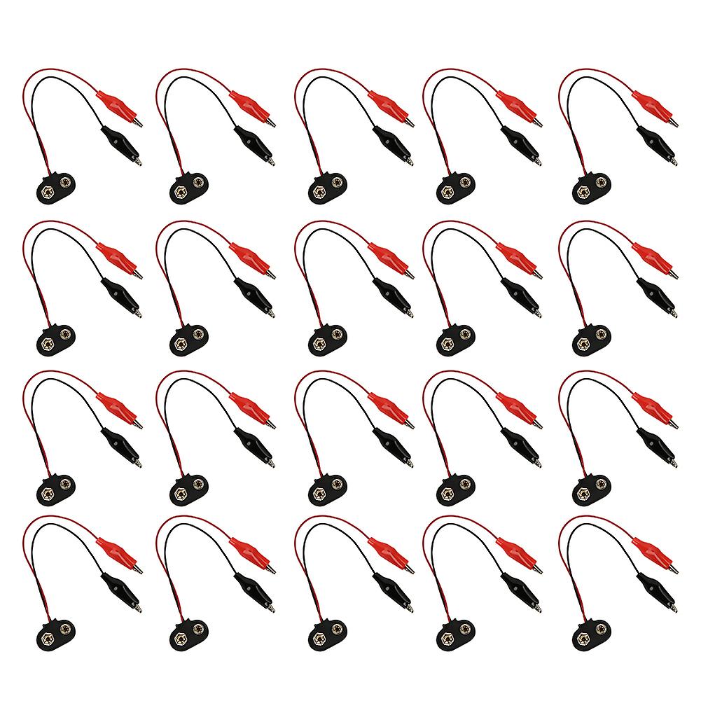 20pcs Crocodile Clip Battery Connectors Jumper Cable 9V Probe 15cm Length