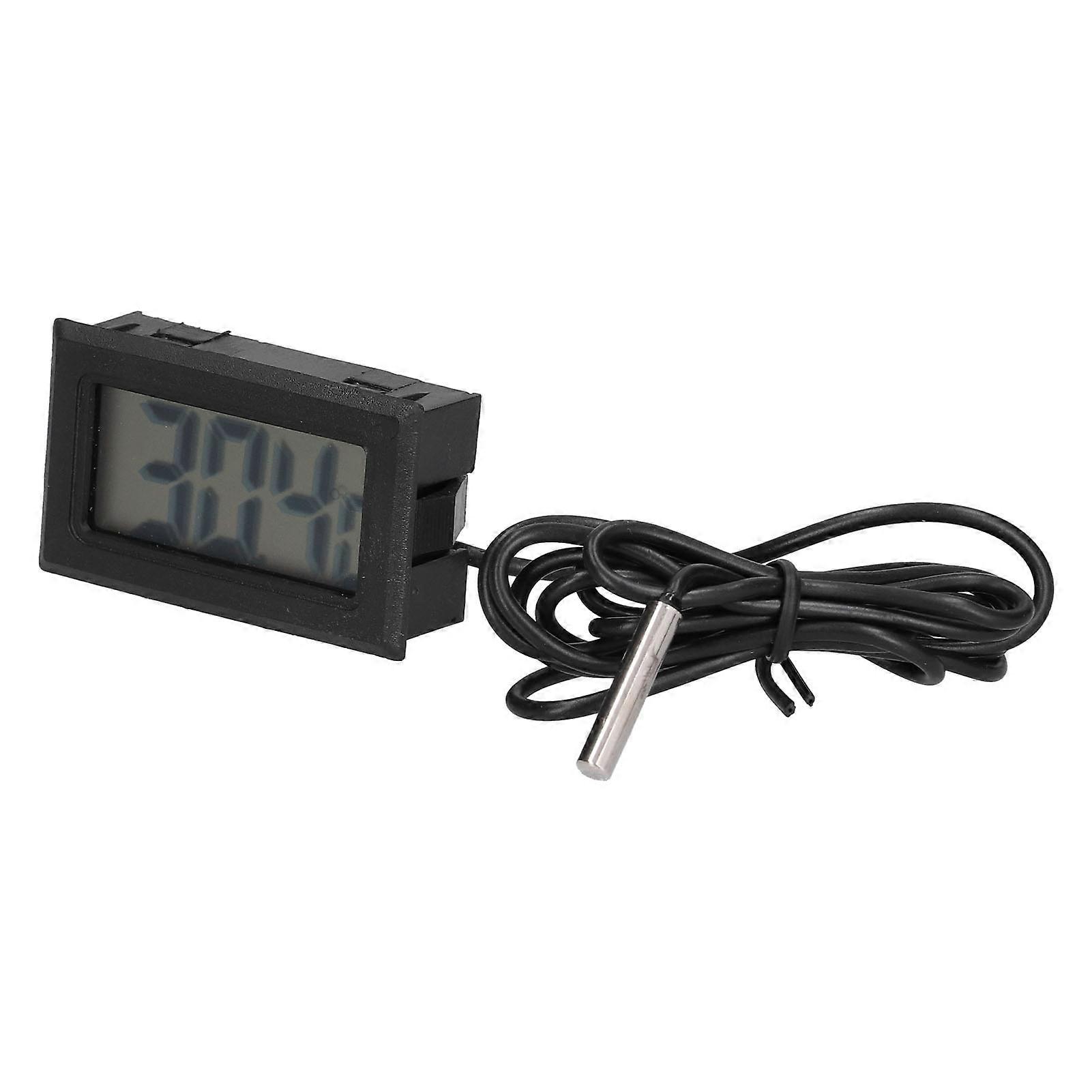 Digital Electronic Temperature Gauge Black ABS LCD Thermometer with External Probe