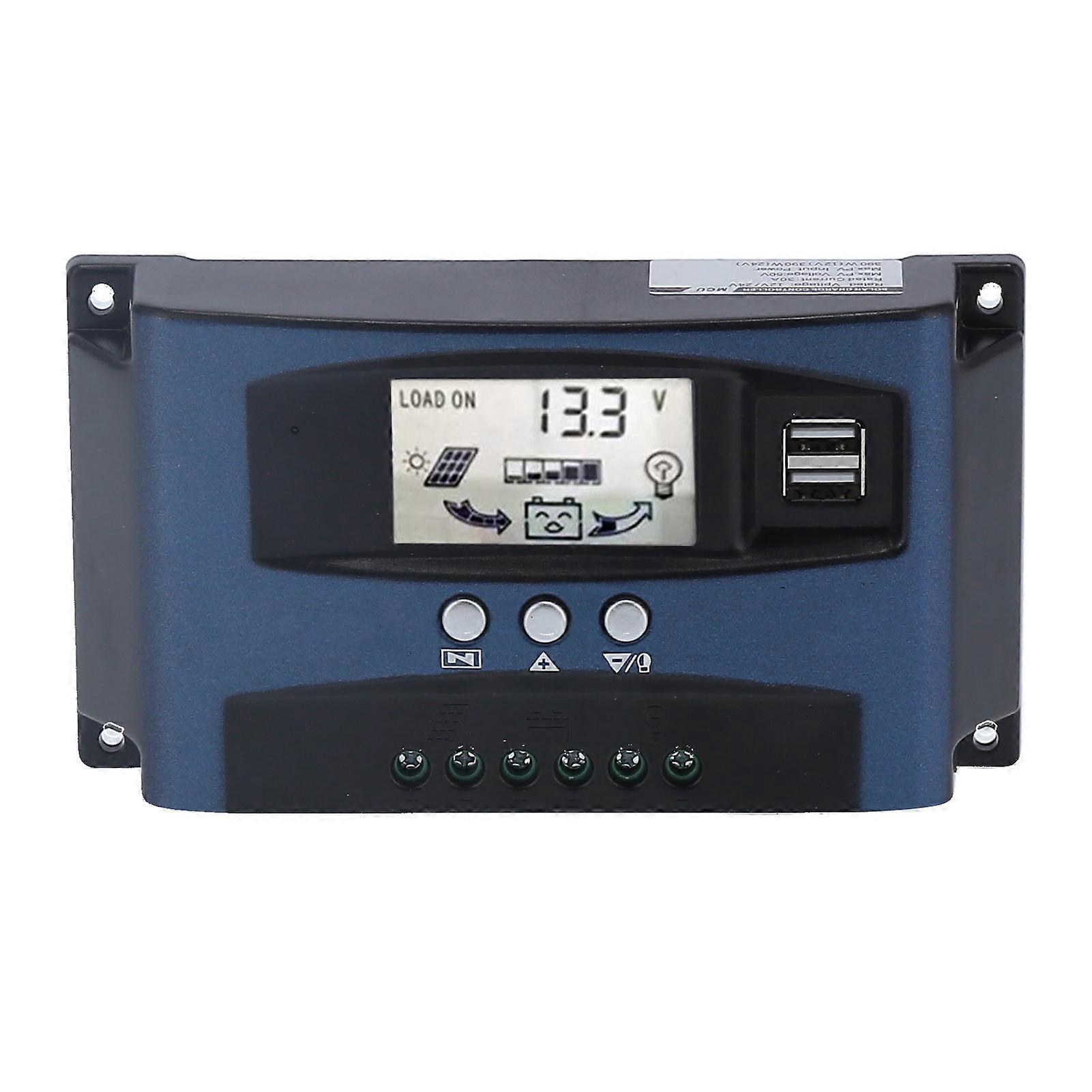 Solar Charge Controller MPPT LCD Display Discharge Control Regulator 12V‑24V 30A