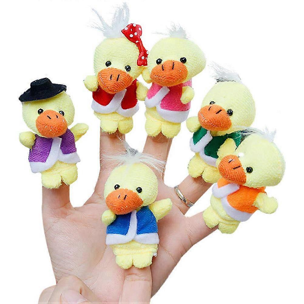 Set of 6 Adorable Duck Plush Finger Puppets for Children's Storytime