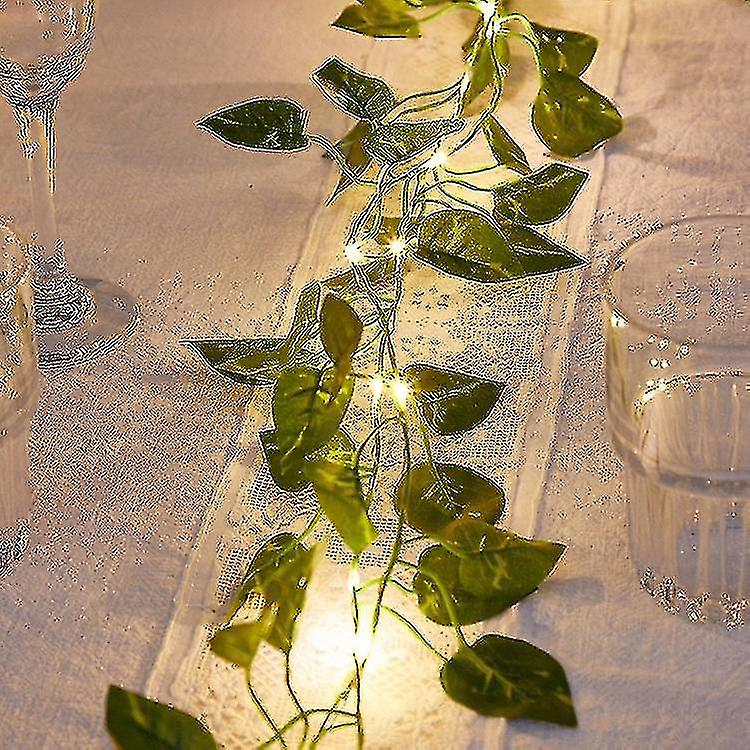 20 Led Artificial Green Radish Garland String Lights Vine Copper Decor Battery Powered(without Battery)-YUHAO