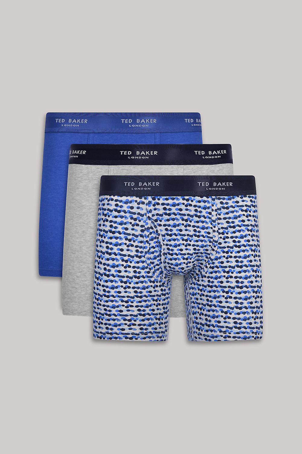 Ted Baker 3 Pack Bomull Stretch Boxer Truser - Blå/grå/deimos Blå