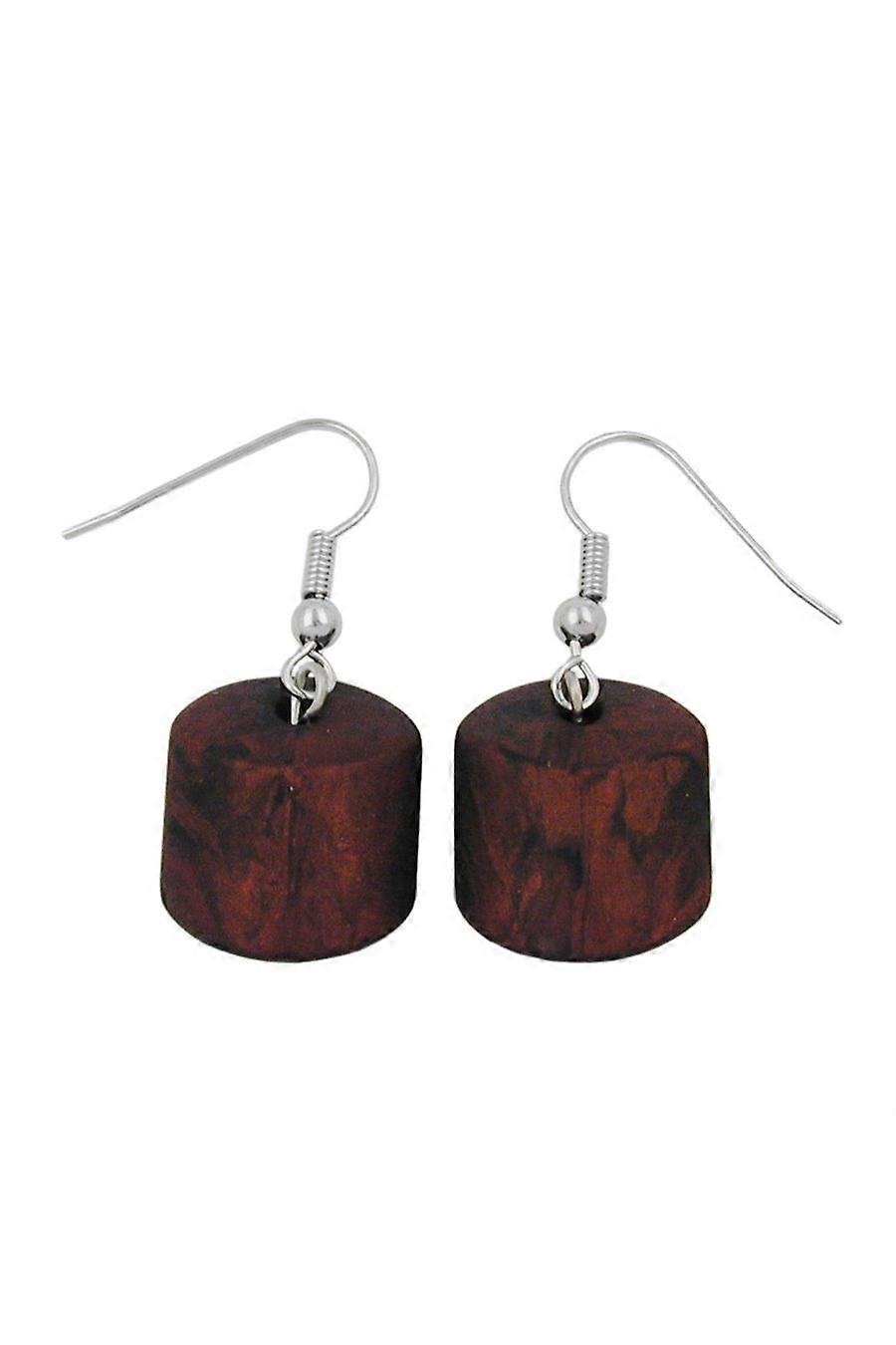 Hook Earrings Dark Brown Marbled - Gl02826