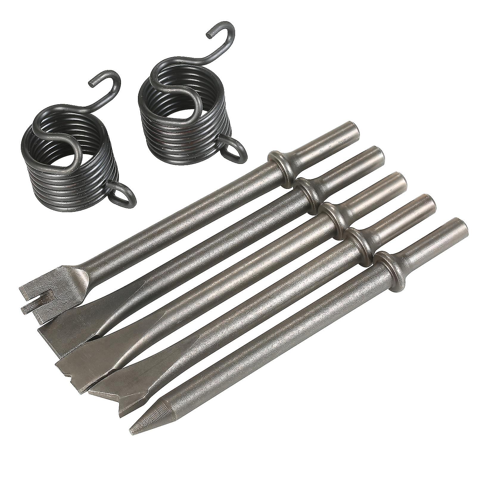 7-Piece Pneumatic Chisel Set Heavy Duty Air Hammer Punch Chisel Bits for Chipping Brick Stone Concrete Tile-yezi