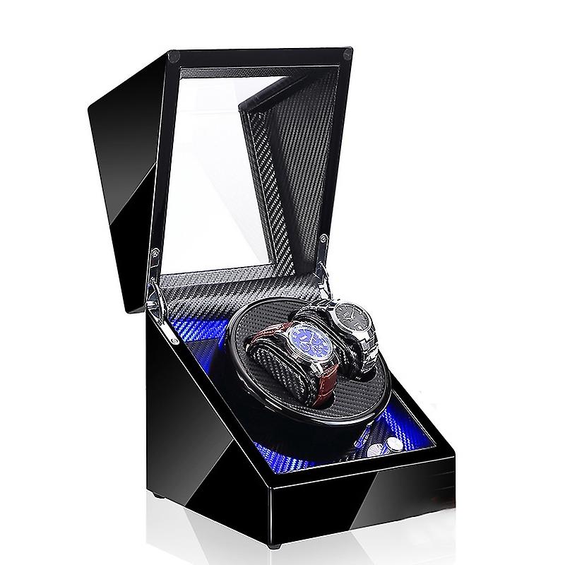 Automatic Mechanical Watch Rotating Motor Box Black Carbon Fiber Texture